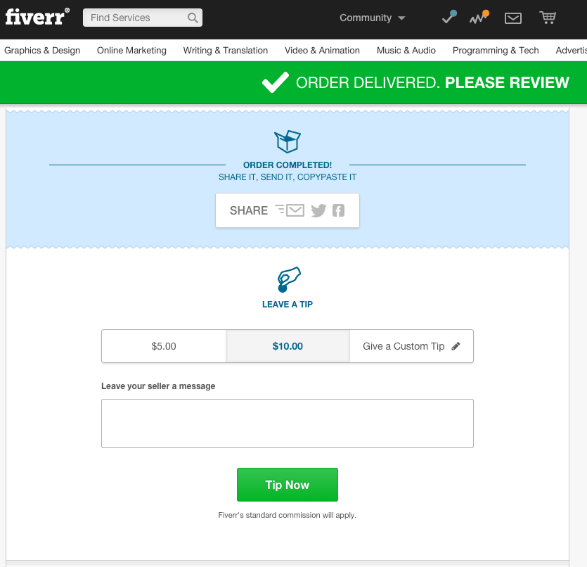 Fiverr Just Perfect Gig Title